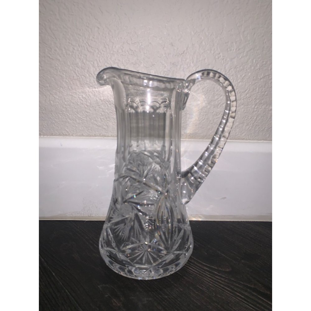 NEW! American Brilliant Cut Glass Heavy water Pitcher App. 10.5" Tall